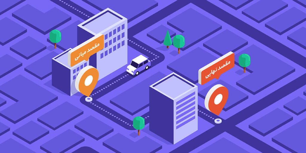 چطور روی نقشه بلد مقصد میانی را انتخاب کنیم؟