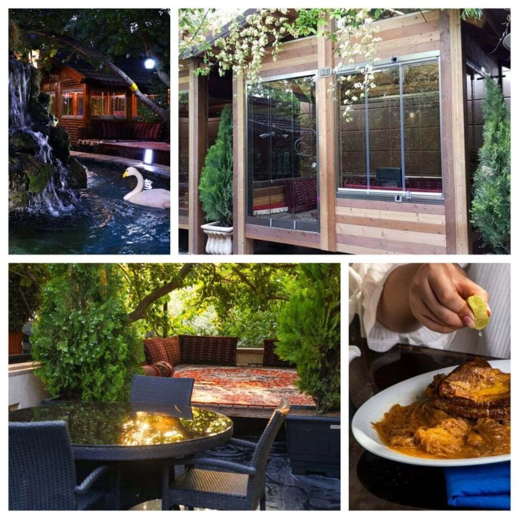 باغ رستوران آبی با فضایی دنج