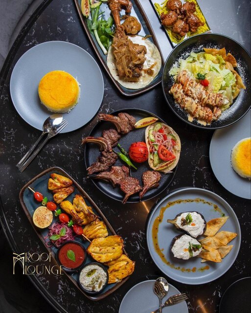 منوی رستوران روف لانژ شامل غذای ایرانی، گریل، دسر، پیتزا، پاستا، پیش غذا