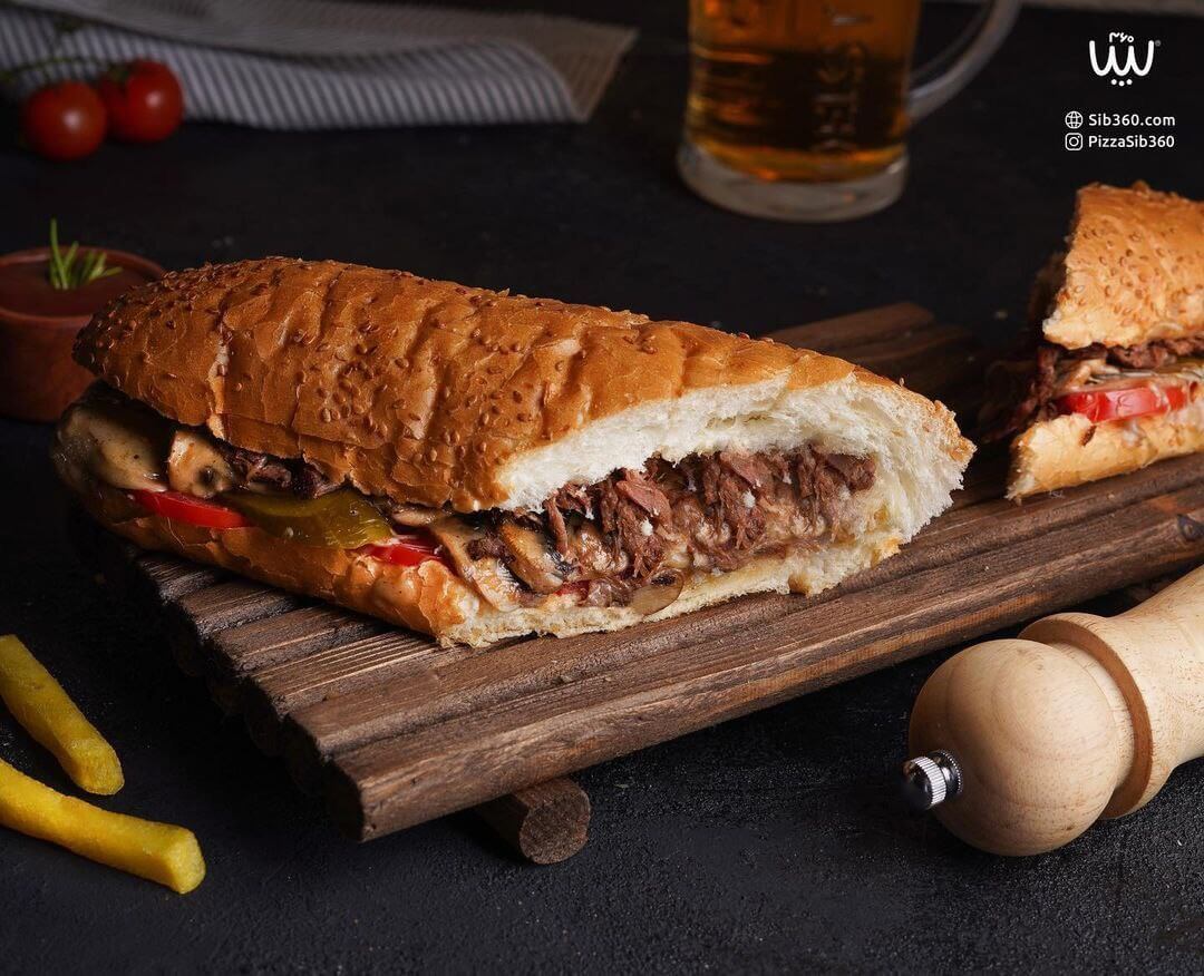 ساندویچ رست بیف در پیتزا سیب 360 از پرطرفدارترین رستوران های ایران مال
