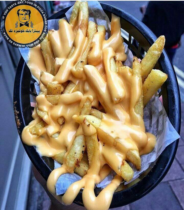 سیب زمینی با پنیر چدار در پیتزا بابک