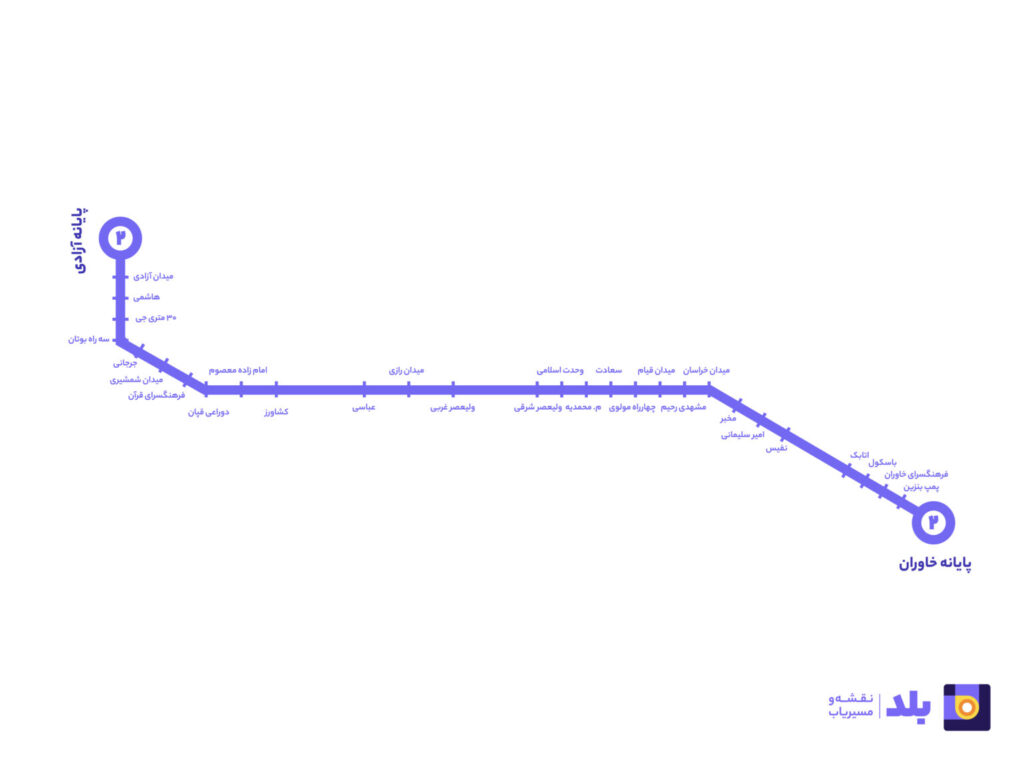 خط دو اتوبوس تندرو بی آر تی تهران 1401 (خاوران تا میدان آزادی)