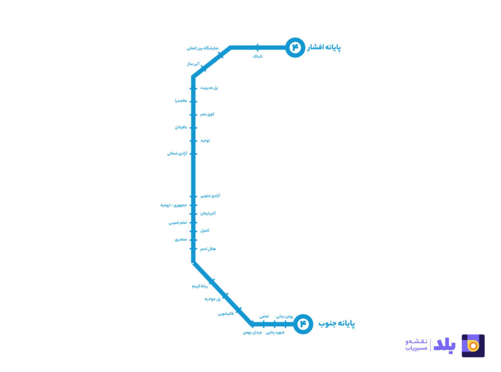 خط چهار اتوبوس تندرو بی آر تی تهران 1401 (پایانه جنوب تا پایانه شهید افشار)