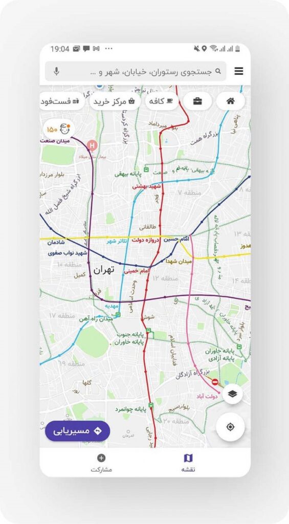 نقشه خطوط بی آرتی تهران 1401